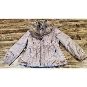 Big Chill Women's Large Coat Jacket Quilted Shiny Tan Bronze